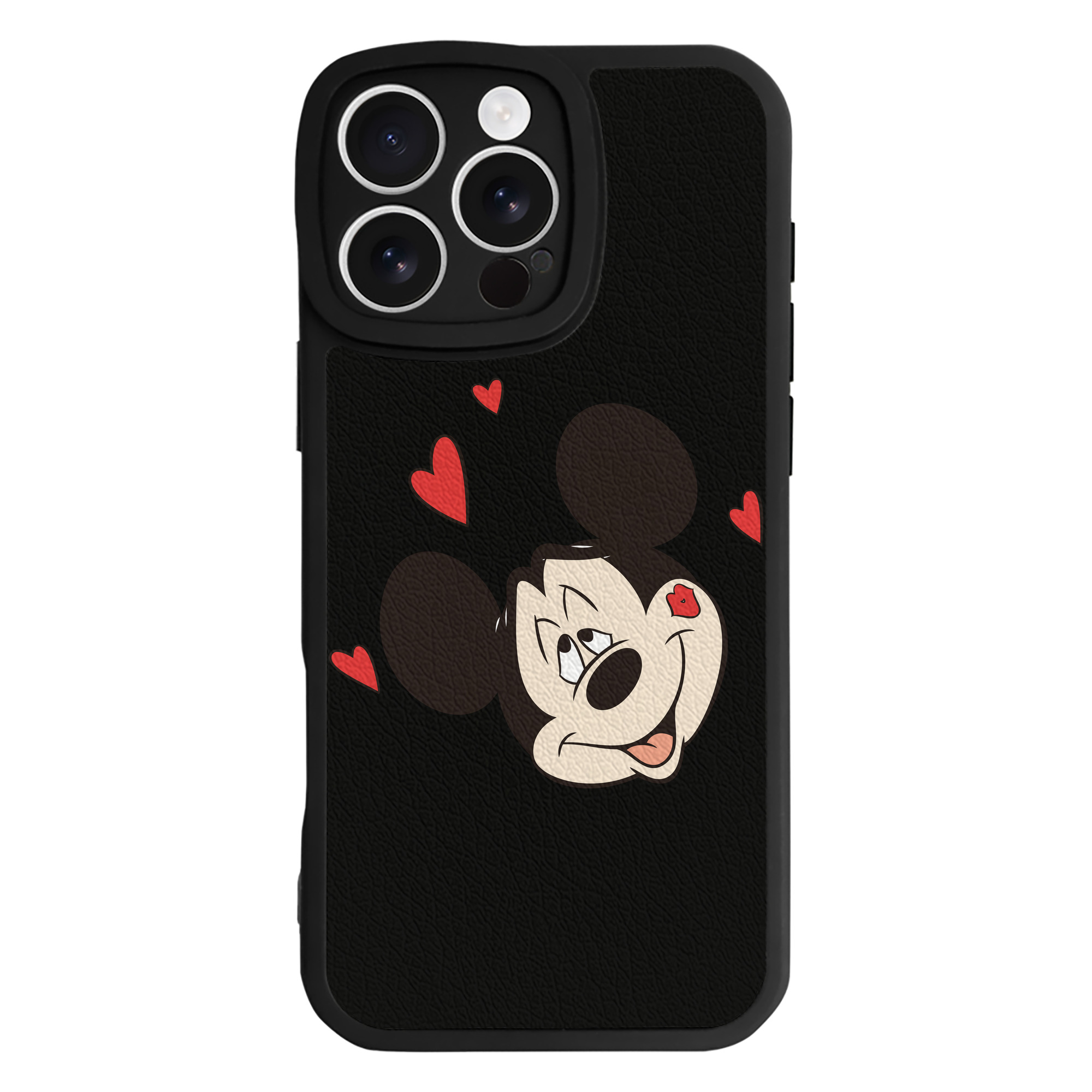 （画像用） ミッキーマウス Mickey Mouse 【iPhone 16シリーズ対応】シリコンスマホケース（レザー調） 材質：シリコン